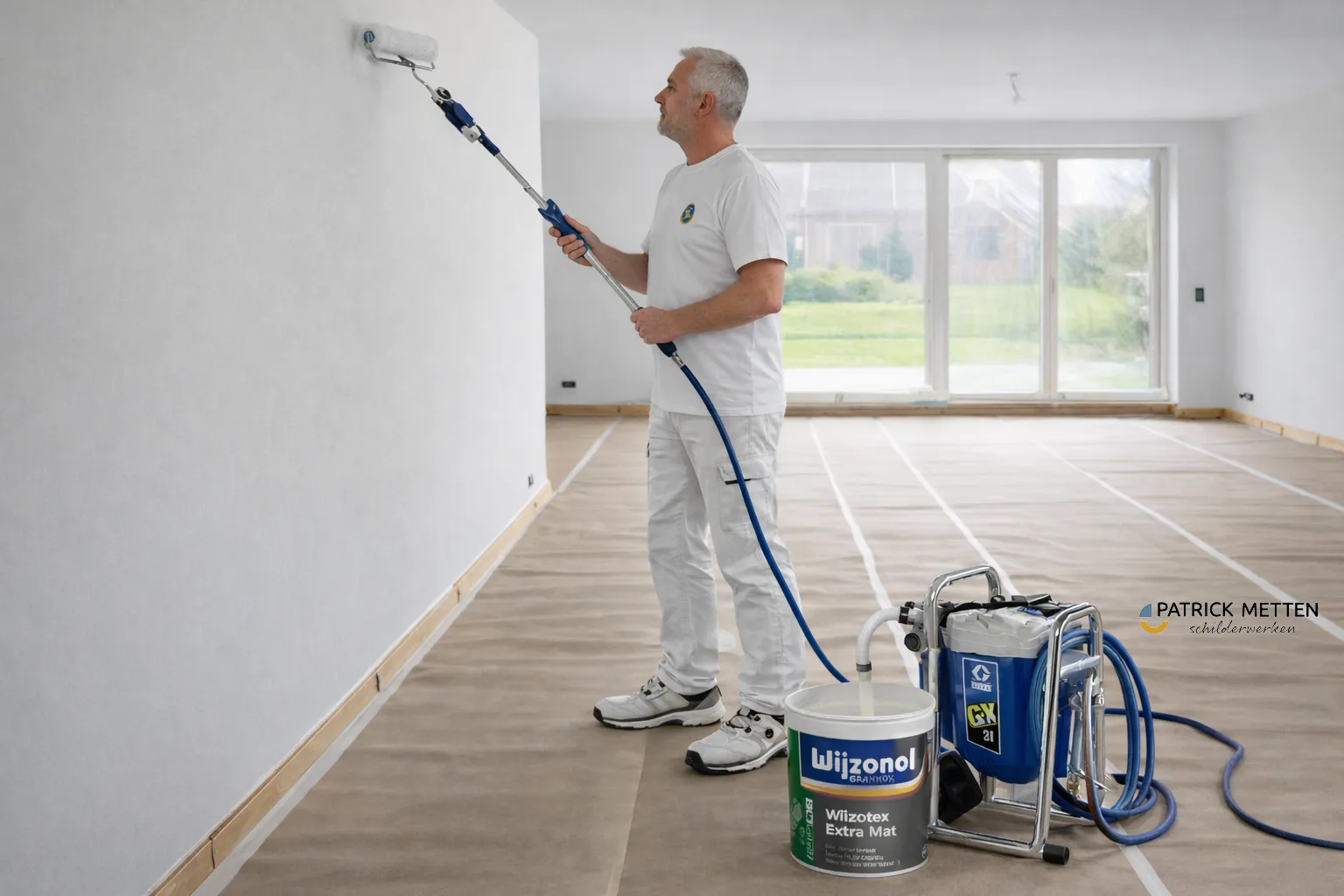 Latex spuitwerk met Graco GX21 JetRoller uitgevoerd door Patrick Metten schilderwerken in Weert